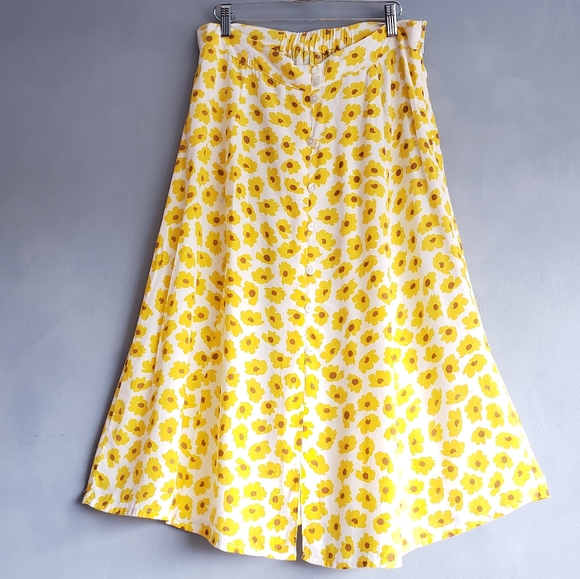 FAITHFULL THE BRAND MARIGOLD PRINT MIDI SKIRT, SIZE, US L - Picture 5 of 14